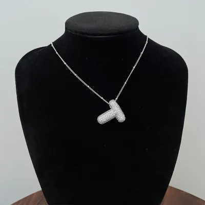 Women Fashion Simple 26 English Alphabet Rhinestone Pendant Necklace