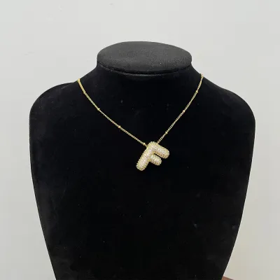 Women Fashion Simple 26 English Alphabet Rhinestone Pendant Necklace
