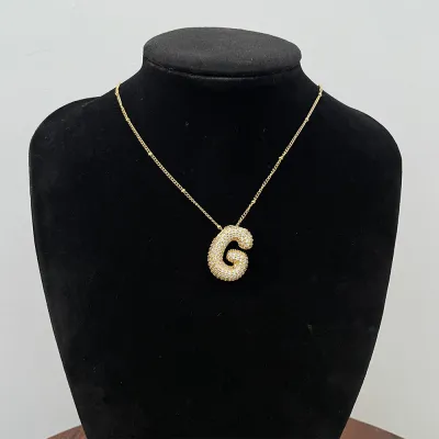 Women Fashion Simple 26 English Alphabet Rhinestone Pendant Necklace