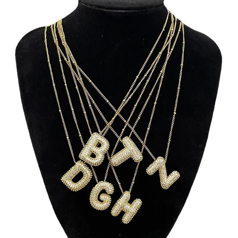 Women Fashion Simple 26 English Alphabet Rhinestone Pendant Necklace