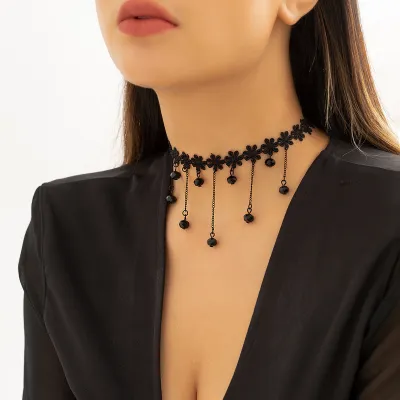 Gothic Vintage Lace Tassel Necklace
