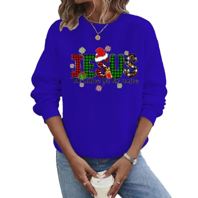 Christmas Women Cartoon Plaid Snowflake Print Round Neck Short Sleeve Sweatshirt