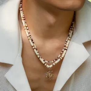 Men Fashion Casual Hip Hop Coconut Shell Beads Necklace