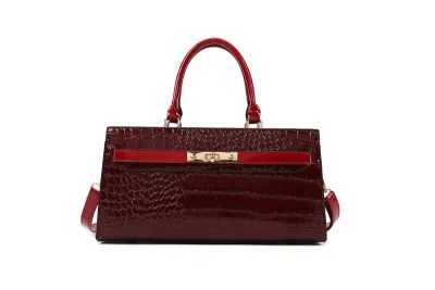 Women Elegant Solid Crocodile Print Large Capacity Handbag Tote