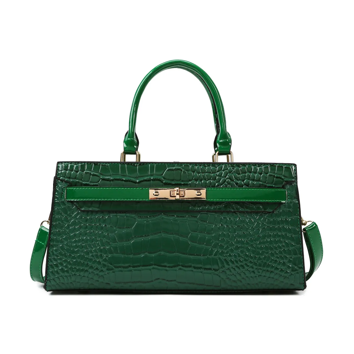 Women Elegant Solid Crocodile Print Large Capacity Handbag Tote