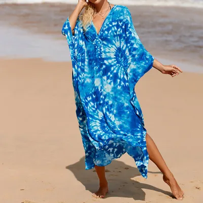 Summer Women Casual Printed Loose Bikini Sunscreen Cover-Ups