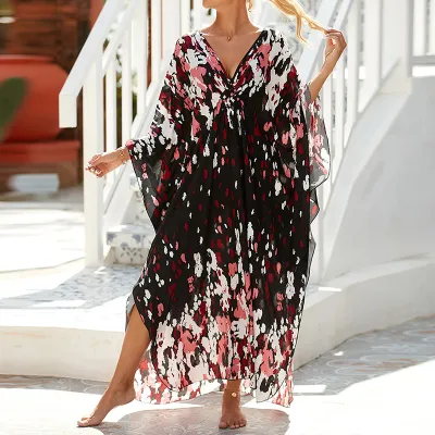 Summer Women Casual Printed Loose Bikini Sunscreen Cover-Ups