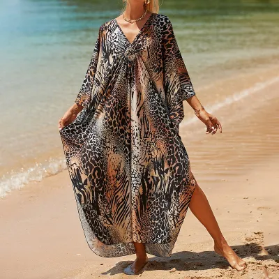Summer Women Casual Printed Loose Bikini Sunscreen Cover-Ups