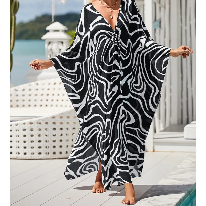 Summer Women Casual Printed Loose Bikini Sunscreen Cover-Ups