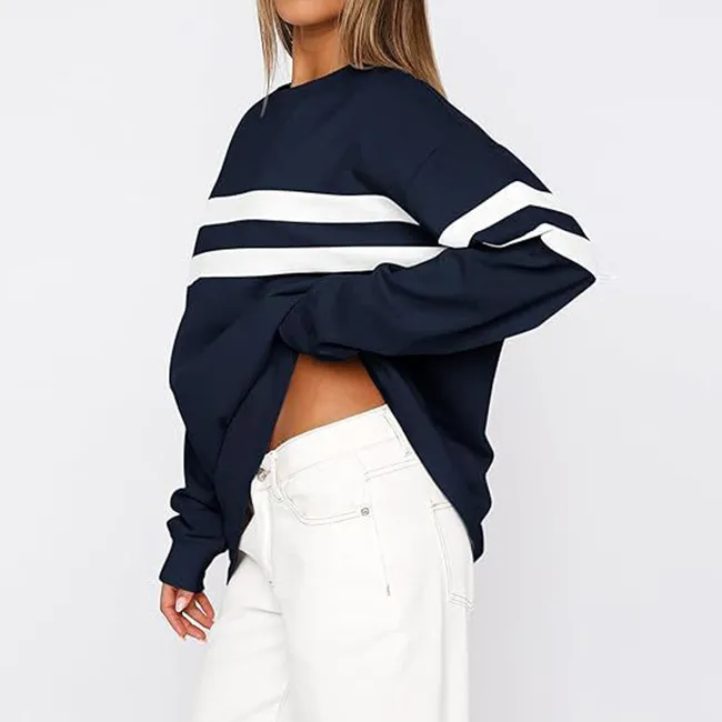 Women Casual Cotton Crewneck Pullover Sweatshirt