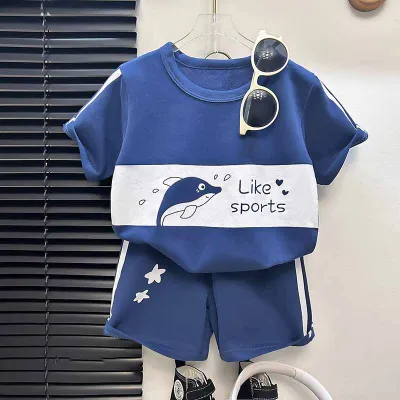 Kids Toddler Boys Casual Sports Cartoon Alphabet Print Short Sleeve T-Shirt and Shorts Two-Piece Set