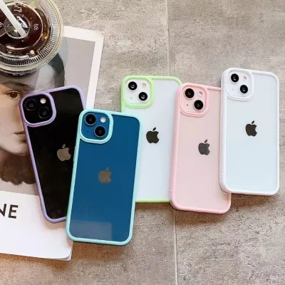Simple Candy Color Acrylic Groove Apple Phone Case