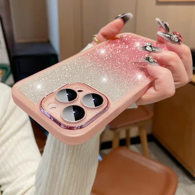 Women Fashion Gradient Glitter TPU Apple Phone Protective Case