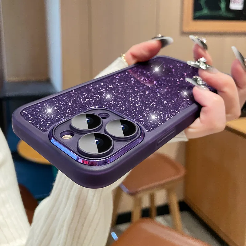 Women Fashion Gradient Glitter TPU Apple Phone Protective Case