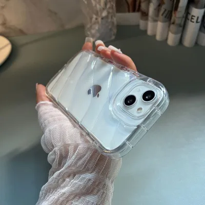 Women Water Ripple Laser Transparent TPU Apple Phone Case