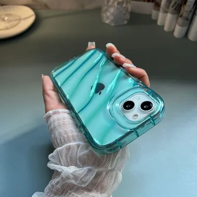Women Water Ripple Laser Transparent TPU Apple Phone Case
