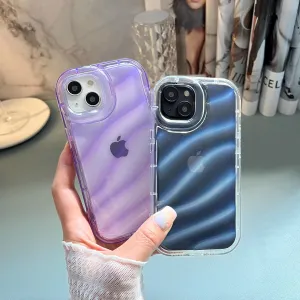 Women Water Ripple Laser Transparent TPU Apple Phone Case