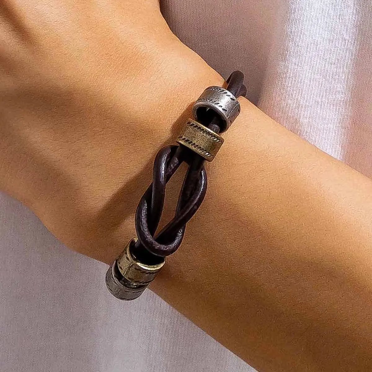 Men's Fashion Casual Vintage Leather Ring Bracelet