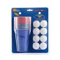 6 Red Cups 6 Blue Cups 12 White Balls
