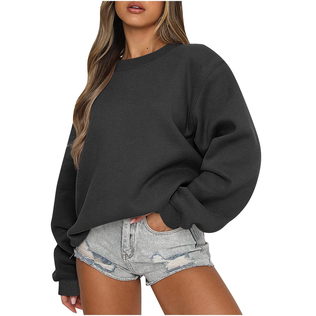 【WAAC】Women Loose Fit Crewneck Pullover /追跡付 Wholesale Autumn Winter Women Casual Loose Crewneck Long