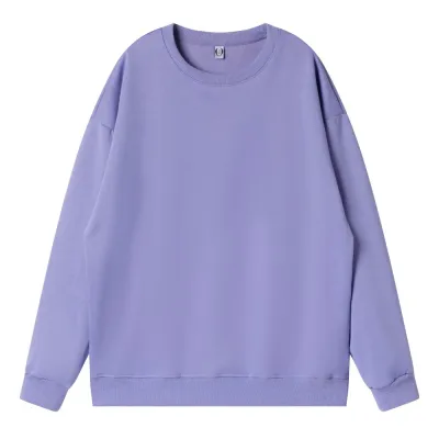 Women Casual College Style Solid Color Pullover Sweatshirt Long Sleeve Round Neck