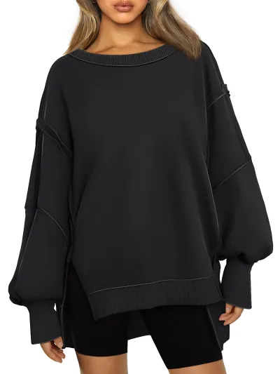 Women Casual Street Hipster Crewneck Long Sleeve Pullover Sweatshirt