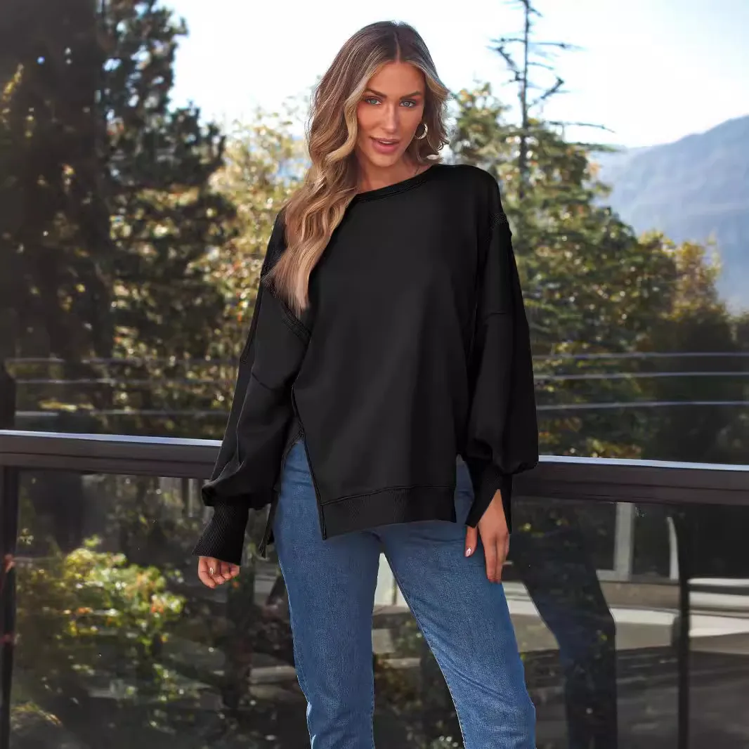 Women Casual Street Hipster Crewneck Long Sleeve Pullover Sweatshirt