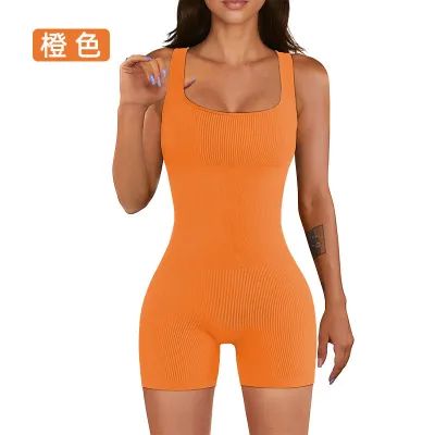 Women Yoga Solid Color Detachable Chest Pad Rompers