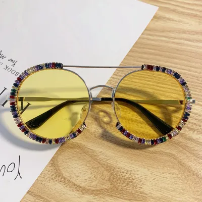 Women's Simple Zircon Colored Diamond Sunglasses