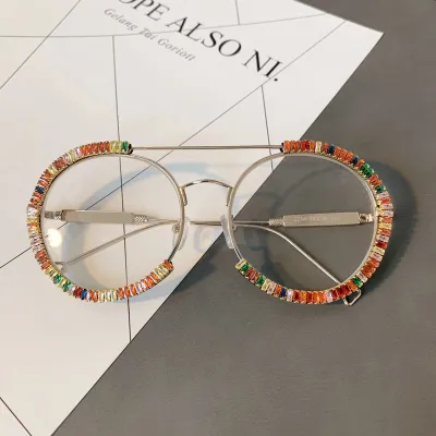 Women's Simple Zircon Colored Diamond Sunglasses