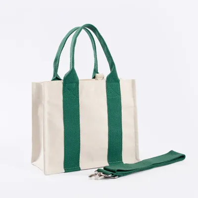 Casual Padded Canvas Tote Bag with Bottom Side