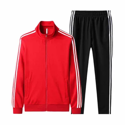 Men Autumn Fashion Leisure Sports Stripe Plus Size Long Sleeve Cardigan Sweatshirts Trousers Sets