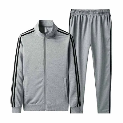 Men Autumn Fashion Leisure Sports Stripe Plus Size Long Sleeve Cardigan Sweatshirts Trousers Sets