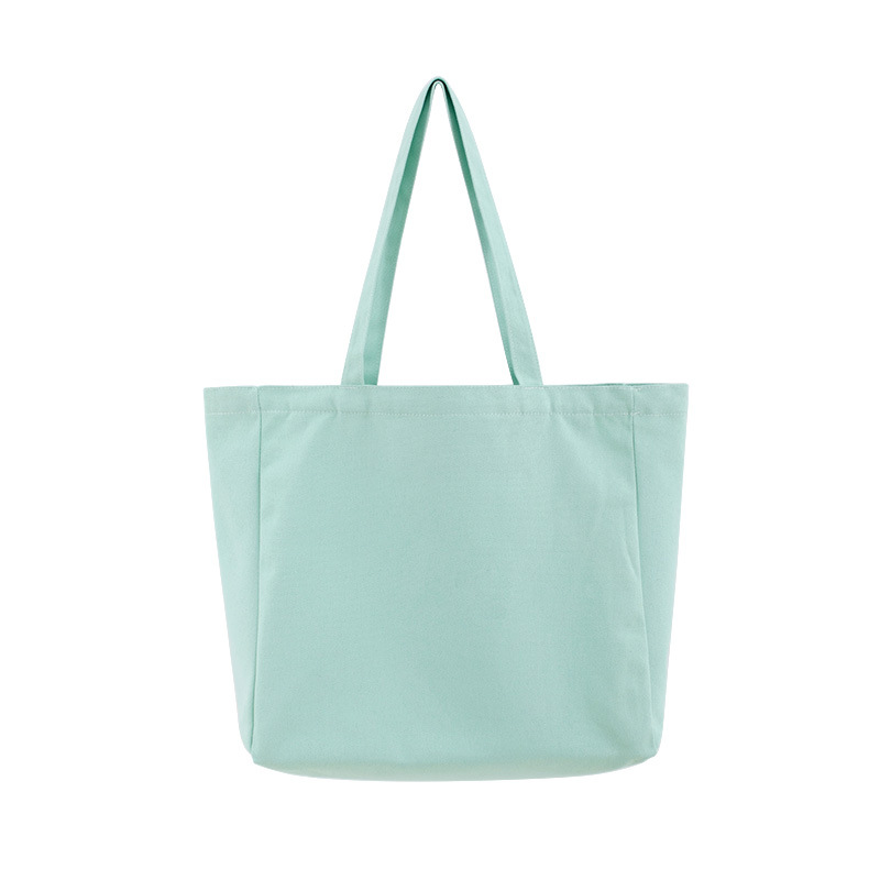 Wholesale Solid Color Large Capacity Zipper Canvas Tote Bag