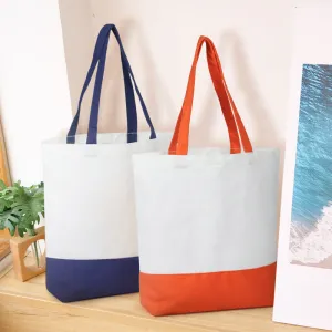 Large Capacity Multicolor Stitching Canvas Tote Bag Shoulder Bag