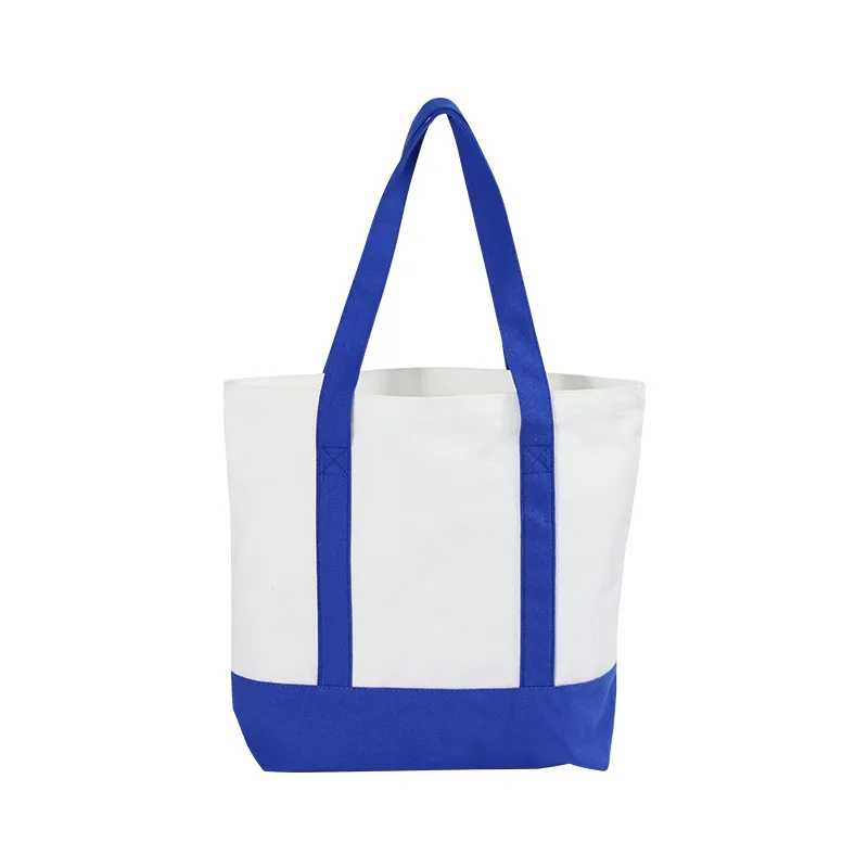 Large Capacity Contrast Stitching Canvas Tote Bag Shoulder Handbag