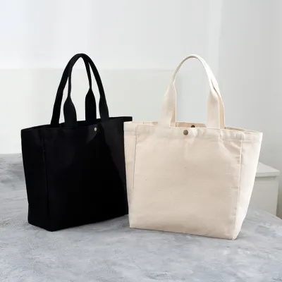 Bolsa de mano sencilla de lona de algodón grueso de color sólido de 16 pulgadas