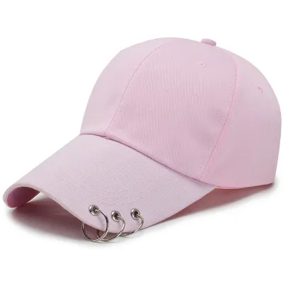 Simple Solid Color Metal Ring High Roof Baseball Cap
