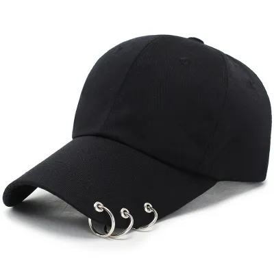 Simple Solid Color Metal Ring High Roof Baseball Cap