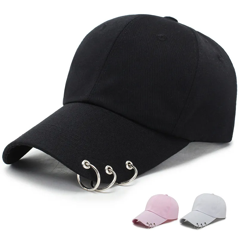 Simple Solid Color Metal Ring High Roof Baseball Cap