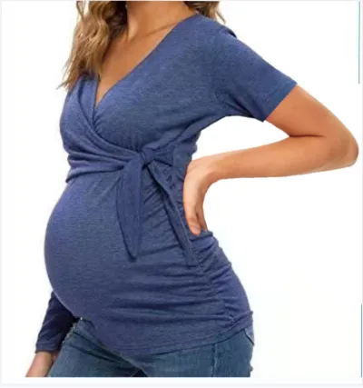 Pregnant Women Casual V-Neck Cross Breastfeeding Top