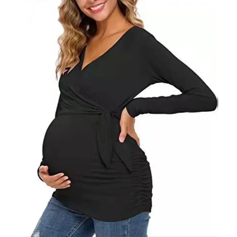 Pregnant Women Casual V-Neck Cross Breastfeeding Top