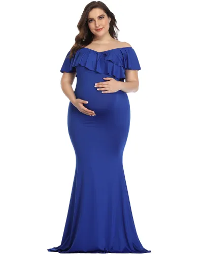 Pregnant Women Fashion Sexy Ruffle Chiffon Mop Dress