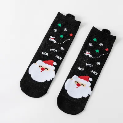 Women Cute Cartoon Christmas Snowman 3D Ear Socks