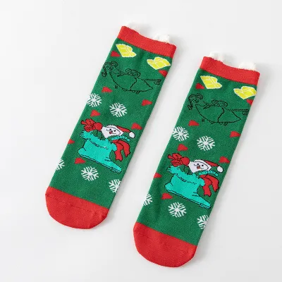 Women Cute Cartoon Christmas Snowman 3D Ear Socks