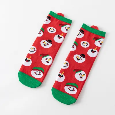 Women Cute Cartoon Christmas Snowman 3D Ear Socks