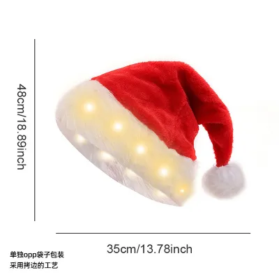 Christmas Decoration Plush Luminous LED Hat with Over Edge Finish