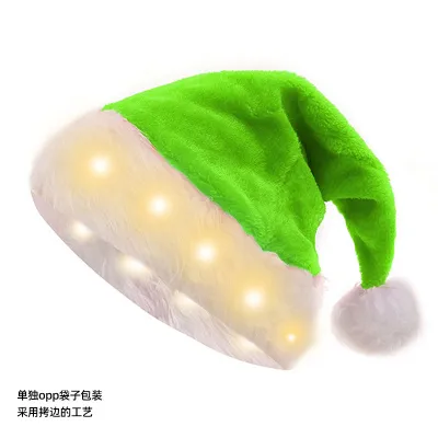 Christmas Decoration Plush Luminous LED Hat with Over Edge Finish