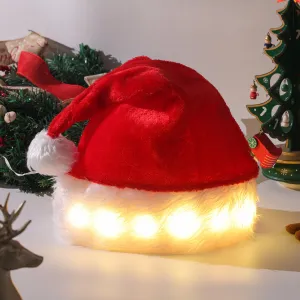 Christmas Decoration Plush Luminous LED Hat with Over Edge Finish