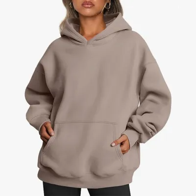 Autumn Winter Women Casual Loose Solid Color Long Sleeve Pocket Pullover Hoodies